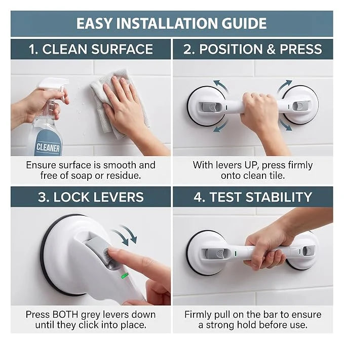 No-Drill Suction Grab Bar Handle | Strong Support & Anti-Slip Grip | ₹649