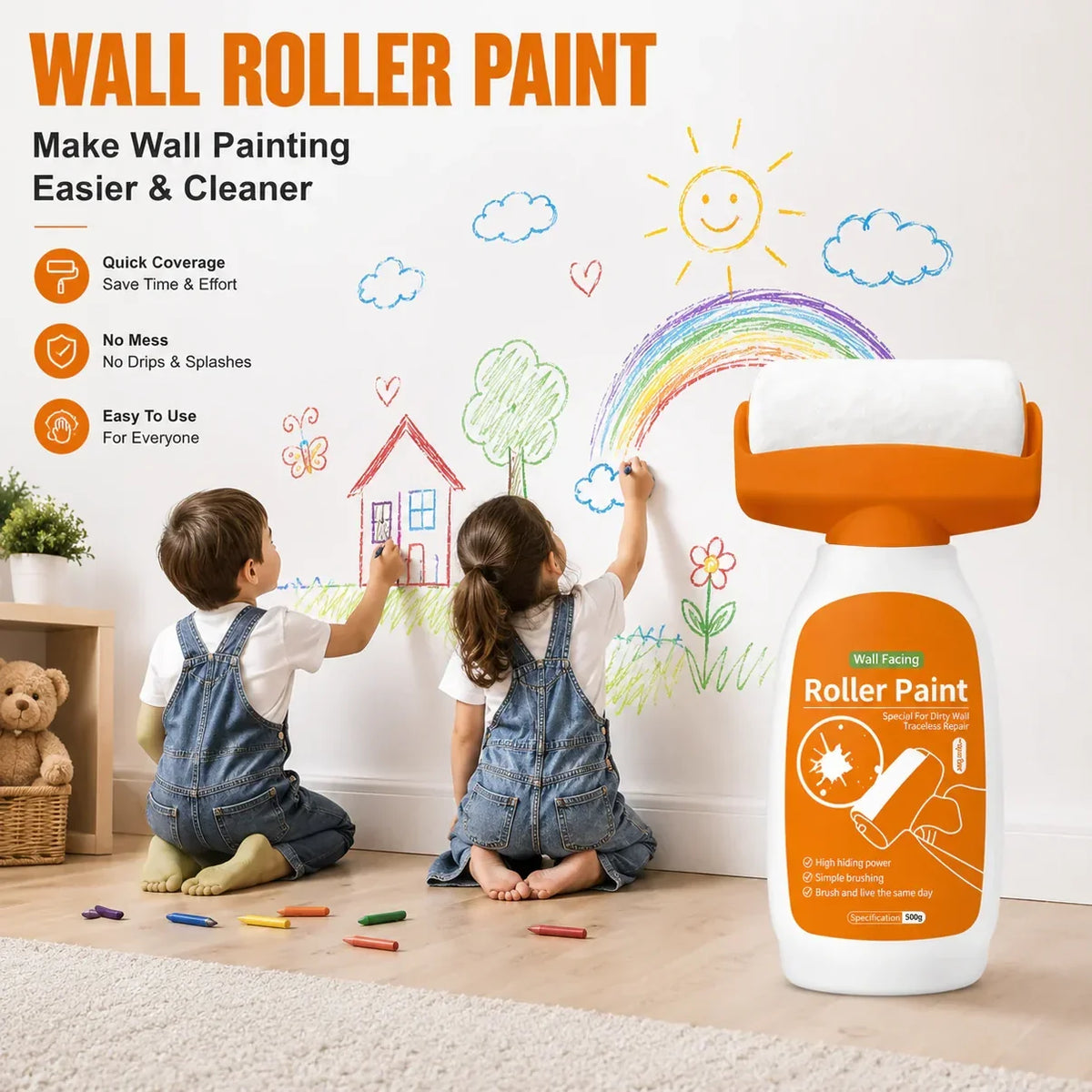 2-in-1 Wall Paint Roller | Cover Marks & Refresh Walls | ₹699