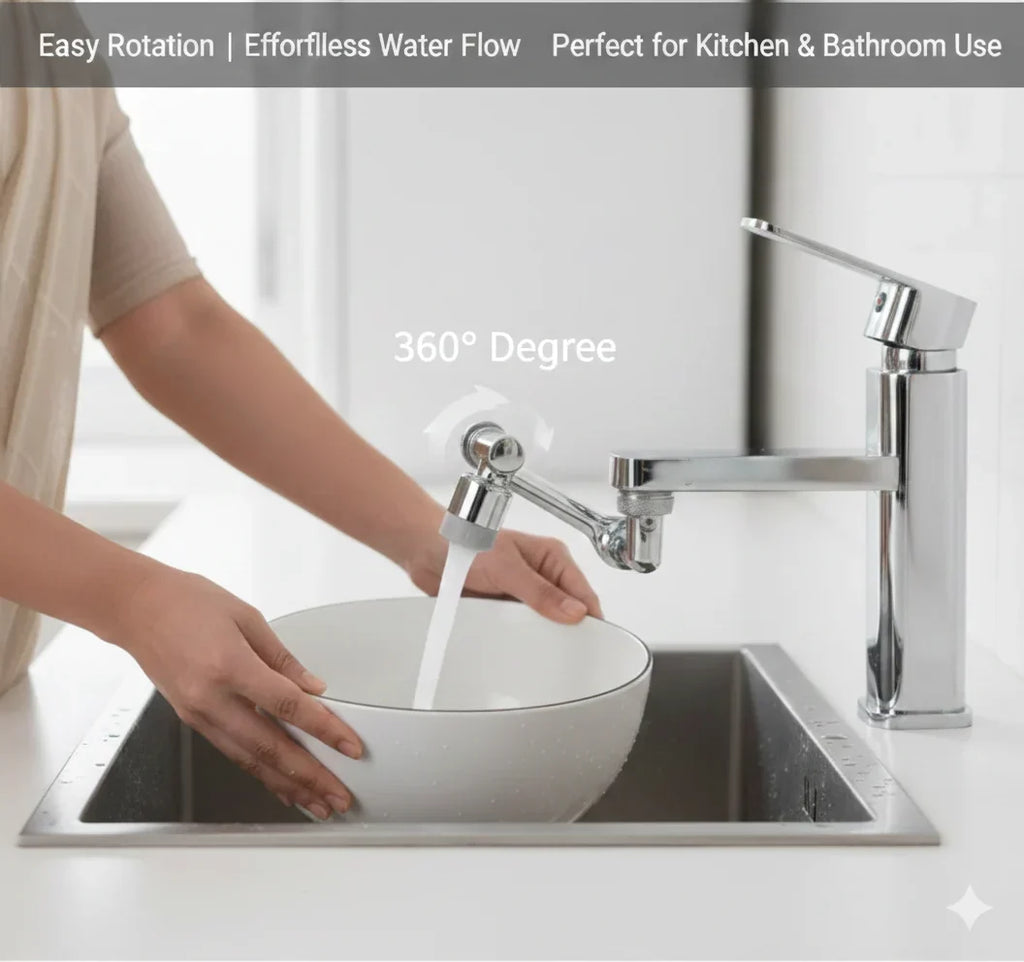💦 Smart Faucet Rotator – 360° Adjustable | Splash-Free Flow | Durable & Rust-Proof 🔧